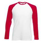 Pánske tričko (FRUIT OF THE LOOM Long Sleeve Baseball T ) > biela / červená > S