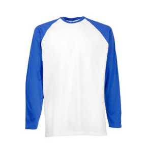 Pánske tričko (FRUIT OF THE LOOM Long Sleeve Baseball T )>biela / modrá (royal)>L