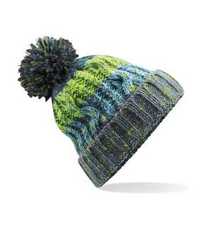 Unisex čiapka (Beechfield Corkscrew Pom Pom Beanie) > šedá (electric) / zelená
