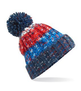 Unisex čiapka (Beechfield Corkscrew Pom Pom Beanie) > modrá / červená