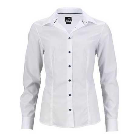 Dámska košeľa (DAIBER Ladies Shirt Plain) > biela / biela / modrá (light) > XL