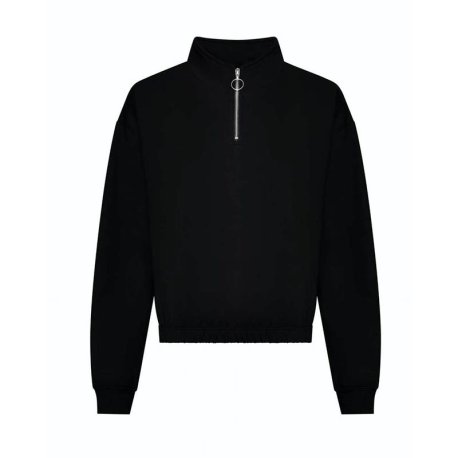 Dámska mikina (Just Hoods WOMEN'S CROPPED 1/4 ZIP SWEAT) > čierna (deep) > XL