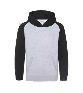 Detská mikina (Just Hoods KIDS BASEBALL HOODIE) > šedá (heather) / čierna (jet) > 5/6