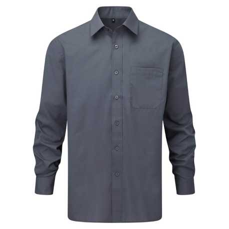 Pánska košeľa(Long Sleeve PolyCotton Easy Care Poplin RUSSELL) > šedá(convoy) > S