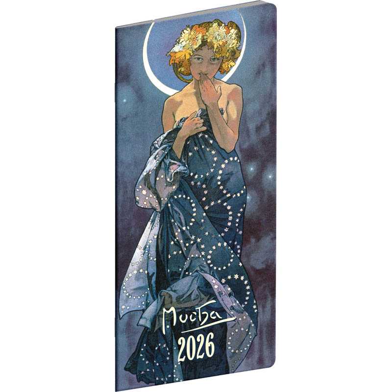 Diár (Alfons Mucha 2026) - 8 x 18 x 0,5 cm  > neurčitá > vreckový mesačný