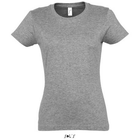 Dámske tričko (SOLS IMPERIAL WOMAN ROUND COLLAR T-SHIRT) > šedá (melange) > S