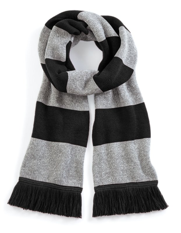 Unisex šál (Beechfield Stadium Scarf) > čierna / šeda (heather)