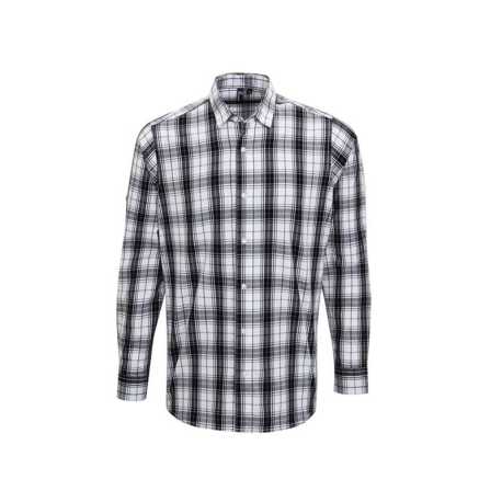 Pánska košeľa (PREMIER "GINMILL" CHECK - MENS COTTON LONG SLEEVE SHIRT)>čierna / biela>XL