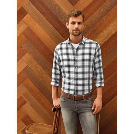 Pánska košeľa (PREMIER "GINMILL" CHECK - MENS COTTON LONG SLEEVE SHIRT)>čierna / biela>XL