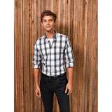 Pánska košeľa (PREMIER "GINMILL" CHECK - MENS COTTON LONG SLEEVE SHIRT)>čierna / biela>XL