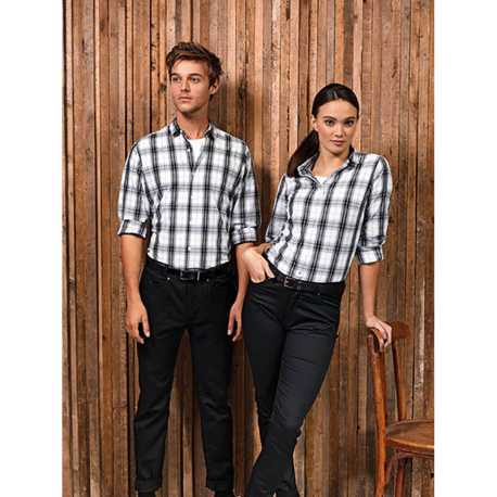 Pánska košeľa (PREMIER "GINMILL" CHECK - MENS COTTON LONG SLEEVE SHIRT)>čierna / biela>XL