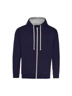 Unisex mikina (Just Hoods VARSITY ZOODIE) > modrá (new french navy) / šedá (heather) > L
