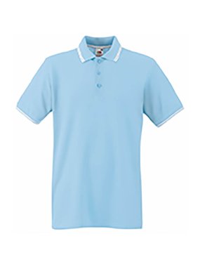 Pánska polokošeľa (FRUIT OF THE LOOM Tipped Polo) > modrá (sky) / biela > M