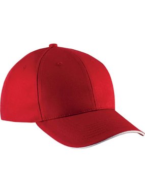 6 panelová šiltovka (K-UP SANDWICH PEAK CAP - 6 PANELS ) > červená / biela
