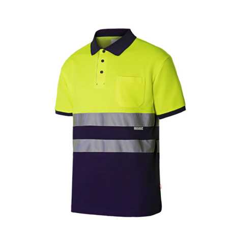 Pánska polokošeľa (VELILLA HV SS TWO-TONE COTTON POLO)>modrá (navy) / žltá (hi-vis)>4XL