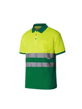 Pánska polokošeľa (VELILLA HV SS TWO-TONE COTTON POLO) > zelená / žltá (hi-vis) > 4XL