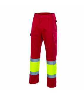 Pánske nohavice (VELILLA HV TWO-TONE LINED TROUSERS) > červená / žltá (hi-vis) > L