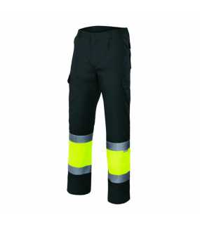 Pánske nohavice (VELILLA HV TWO-TONE LINED TROUSERS) > čierna / žltá (hi-vis) > L
