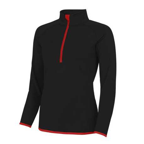 Dámska mikina (Just Cool WOMEN'S COOL 1/2 ZIP SWEAT) > čierna (jet) / červená (fire) > XL