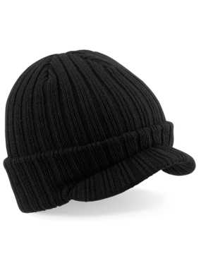 Unisex čiapka (Beechfield Peaked Beanie) > čierna