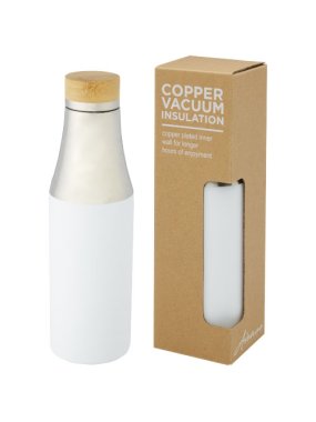 Nerezová termo láhev o objemu 540 ml a bambusovým víčkem Hulan>biela