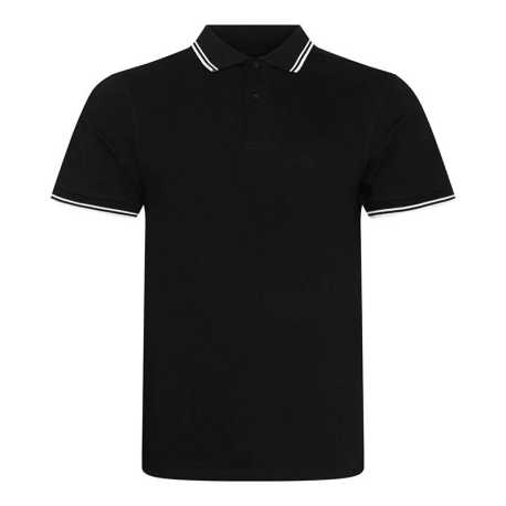 Pánska polokošeľa (Just Polos STRETCH TIPPED POLO) > čierna / biela > S