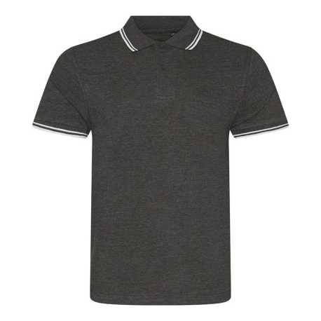Pánska polokošeľa (Just Polos STRETCH TIPPED POLO) > šedá (charcoal) / biela > S