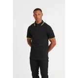 Pánska polokošeľa (Just Polos STRETCH TIPPED POLO) > čierna / žltá > S