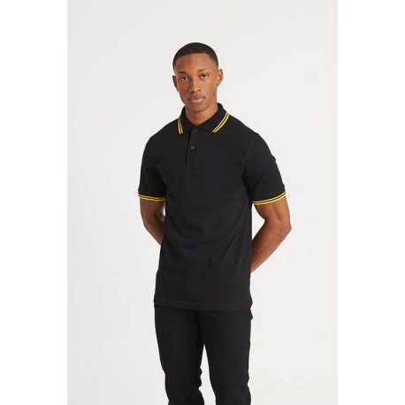 Pánska polokošeľa (Just Polos STRETCH TIPPED POLO) > čierna / žltá > S