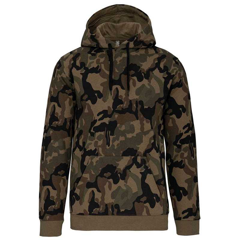 Pánska mikina(KARIBAN MEN’S HOODIE ) > zelená (olive camouflage) > XS