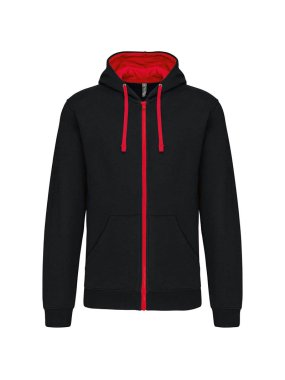 Unisex mikina (KARIBAN CONTRAST HOODED FULL ZIP SWEATSHIRT) > čierna / červená > M