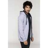 Unisex mikina(KARIBAN CONTRAST HOODED FULL ZIP SWEATSHIRT)>šedá(oxford) / modrá(navy)>2XL