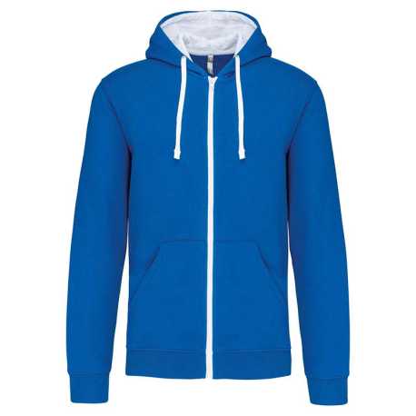 Unisex mikina (KARIBAN CONTRAST HOODED FULL ZIP SWEATSHIRT) > modrá (light royal) > S