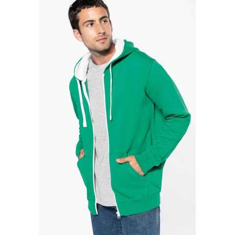 Unisex mikina (KARIBAN CONTRAST HOODED FULL ZIP SWEATSHIRT)>modrá (navy) / šedá (fine)>L