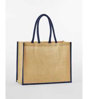 Nákupná taška (WM Natural Starched Jute Classic Shopper) > béžová (natural) / modrá (navy)