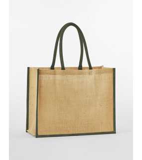 Nákupná taška (WM Natural Starched Jute Classic Shopper)>béžová (natural) / zelená (olive)
