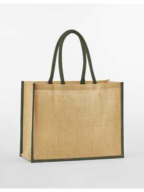 Nákupná taška (WM Natural Starched Jute Classic Shopper)>béžová (natural) / zelená (olive)
