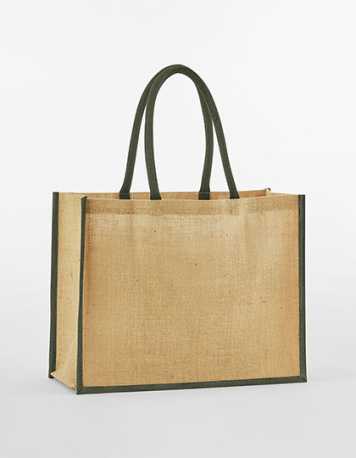 Nákupná taška (WM Natural Starched Jute Classic Shopper)>béžová (natural) / zelená (olive)
