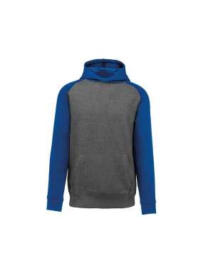 Detská mikina(Proact KIDS' HOODED SWEATSHIRT)>šedá(heather)/modrá(sporty royal)>12/14