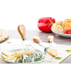 Sada nožov na syr > hnedá (drevo) / stríeborná / čierna