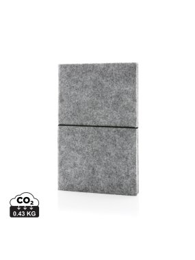 Zápisník A5 s mäkkou väzbou z GRS recyklovanej plsti > šedá