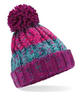 Detská čiapka(BF Junior Corkscrew Pom Pom Beanie)>fialová(winter berries)/tyrkysová