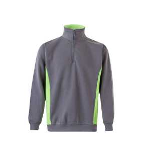 Pánska mikina (VELILLA TWO-TONE QUARTERZIP SWEATSHIRT) > šedá / zelená (lime) > XS