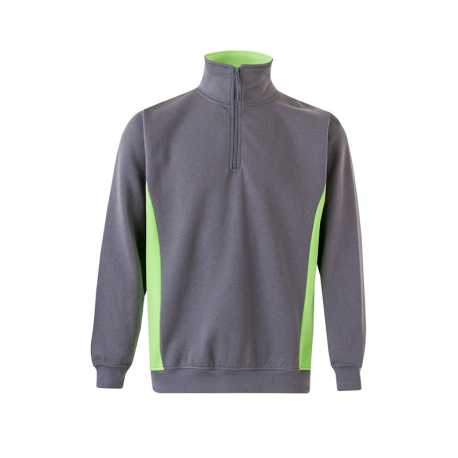 Pánska mikina (VELILLA TWO-TONE QUARTERZIP SWEATSHIRT) > šedá / zelená (lime) > XS