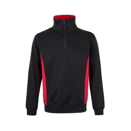 Pánska mikina (VELILLA TWO-TONE QUARTERZIP SWEATSHIRT) > čierna / červená > 2XL