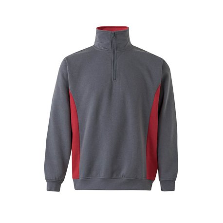 Pánska mikina (VELILLA TWO-TONE QUARTERZIP SWEATSHIRT) > šedá / červená > 2XL
