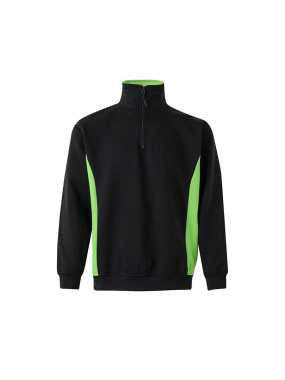 Pánska mikina (VELILLA TWO-TONE QUARTERZIP SWEATSHIRT) > čierna / zelená (lime) > XS