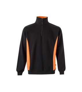 Pánska mikina (VELILLA TWO-TONE QUARTERZIP SWEATSHIRT) > čierna / oranžová > 3XL