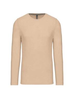 Pánske tričko ( Kariban Mens Long Sleeve Round Neck T-Shirt )>hnedá (light sand)>L