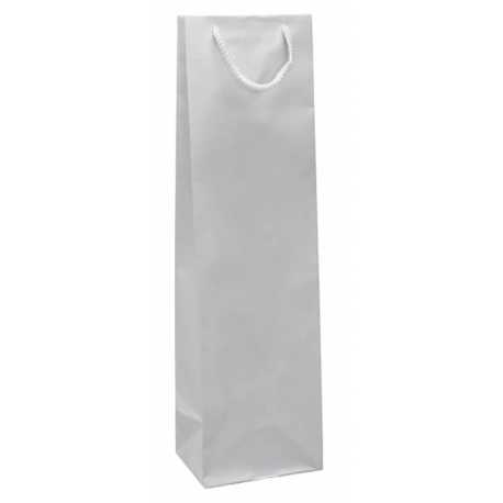 Darčeková papierová taška na víno, šnúrkové uši > biela (40×11×9 cm)